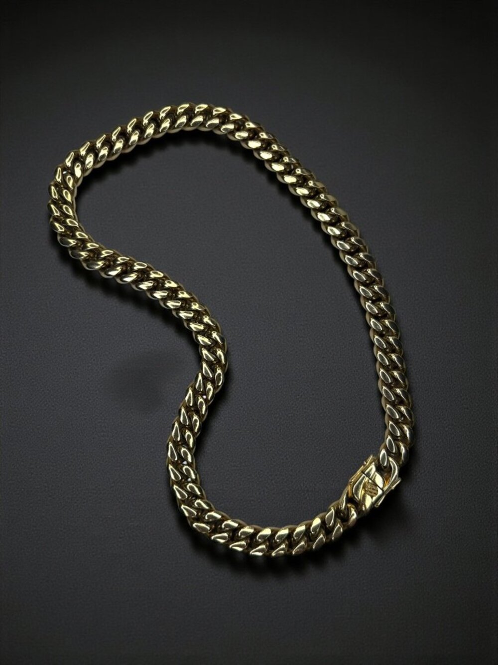 Gold Tone Stainless Steel Heavyweight Cuban Link Chain Necklace 24" 14mm 2000s